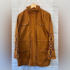 Blu Pepper Womens Size Medium Aztec Embroidered Burnt Orange Cargo Hooded Jacket